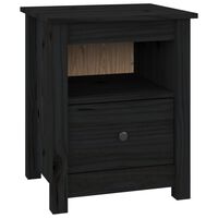 vidaXL Bedside Cabinet Black 40x35x49 cm Solid Wood Pine