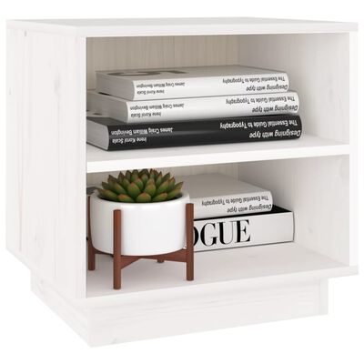 vidaXL Bedside Cabinet White 40x34x40 cm Solid Wood Pine