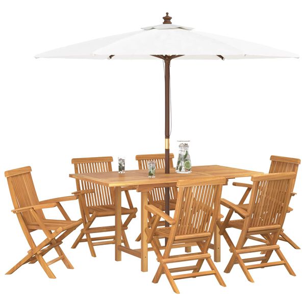 vidaXL Garden Dining Set 7 pcs Brown Solid Teak Wood