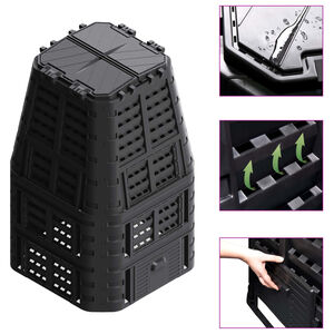 vidaXL Garden Composter Black 93,3x93,3x146 cm 1000 L