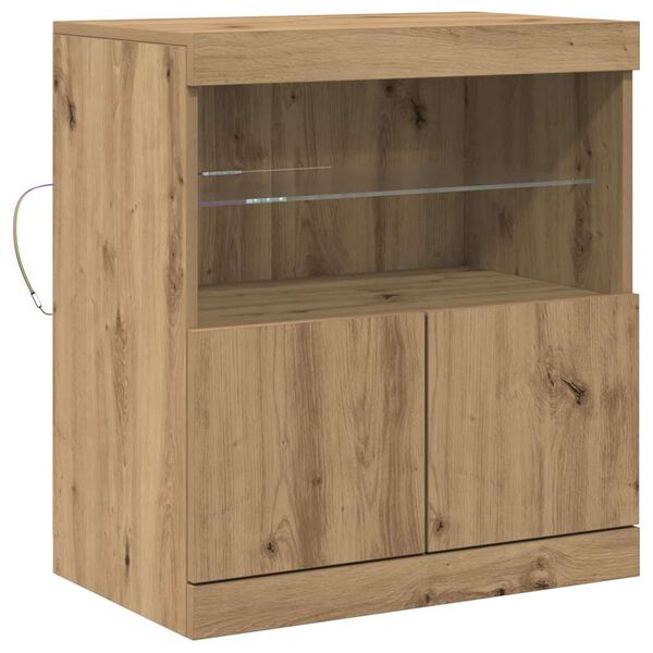 vidaXL LED Sideboard Brown 60.5 x 37 x 67 cm Engineered Wood