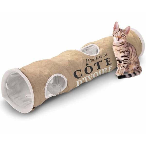 D&D Cat Tunnel Cote d'Ivoire 25x120 cm Brown and White 434/436448