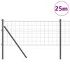 vidaXL Fence with Post Grey 0.8 x 25 m Steel