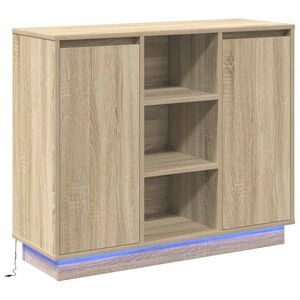 vidaXL LED Sideboard Sonoma Oak 90 x 32 x 75 cm Engineered Wood
