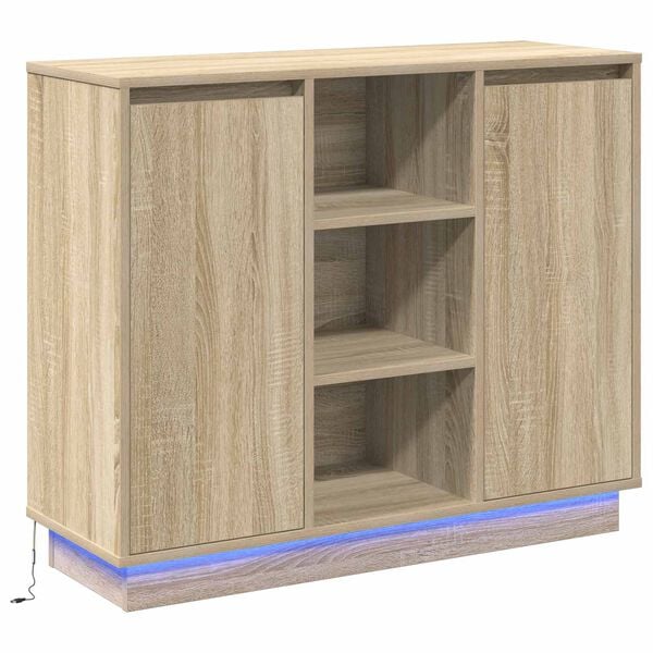 vidaXL LED Sideboard Sonoma Oak 90 x 32 x 75 cm Engineered Wood
