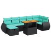 vidaXL 8 Piece Garden Sofa Set with Cushions Black Poly Rattan Acacia
