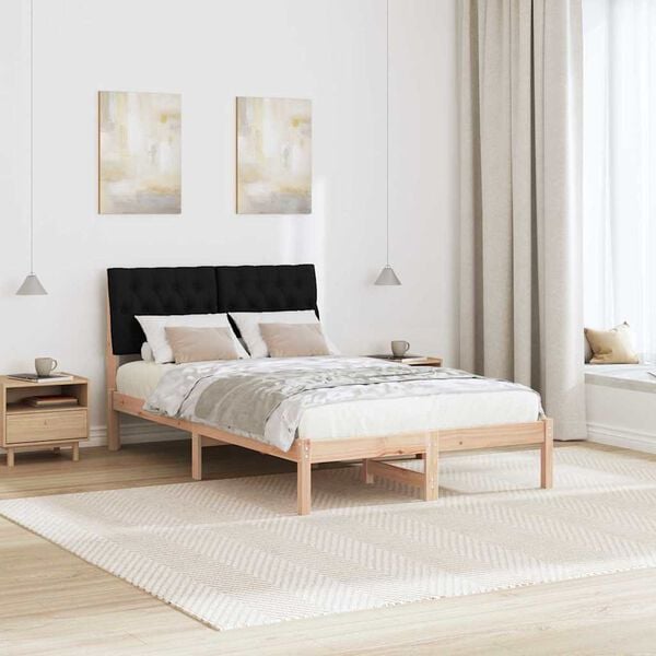 vidaXL Bed Frame with Upholstered Headboard Brown 120 x 190 cm