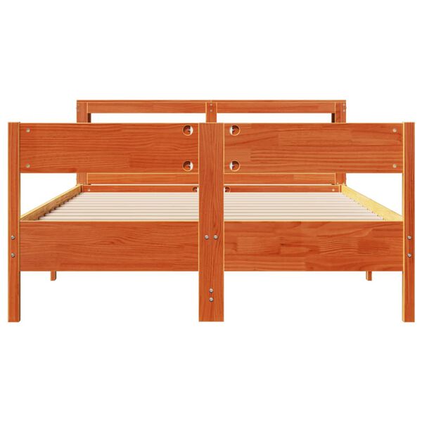 vidaXL Bed Frame without Mattress Wax Brown 135x190 cm Double Solid Wood Pine