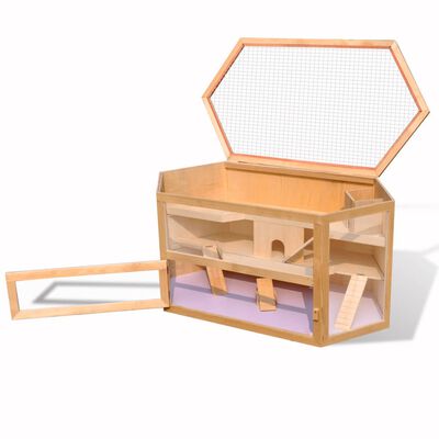 vidaXL Hamster Cage Wooden Hut Mouse Pet Hutch Hexagon