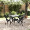 vidaXL Garden Table Set 5 pcs Black Cast Aluminium