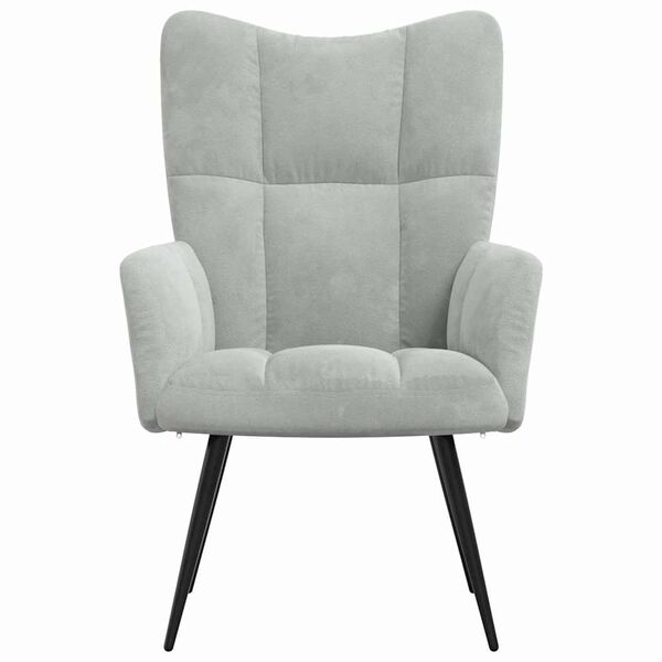 vidaXL Relaxing Chair Light Grey 70 x 61 x 96.5 cm Velvet