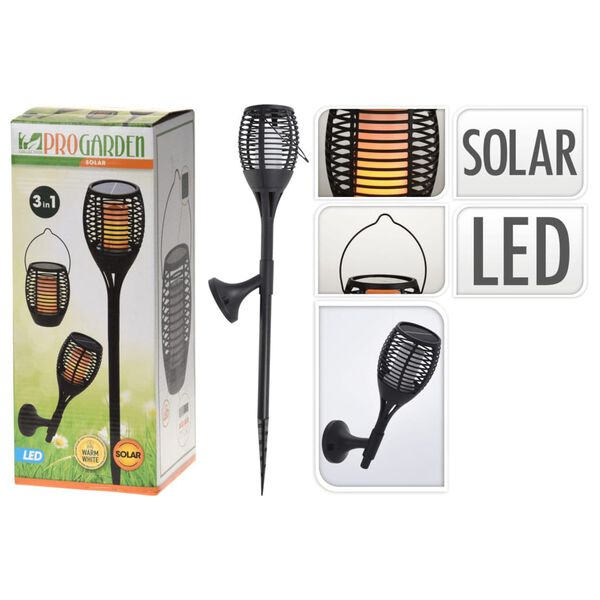 ProGarden 3-in-1 LED Solar Torch Garden Light Black