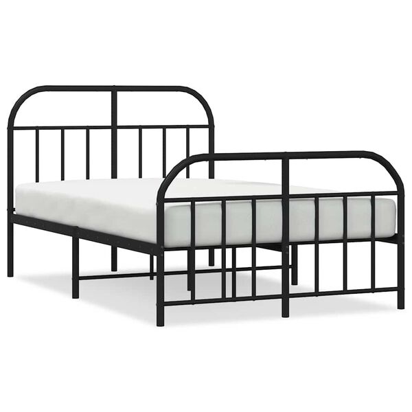 vidaXL Metal Bed Frame without Mattress with Footboard Black 120x190cm