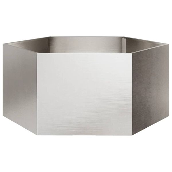 vidaXL Garden Planter Hexagon 104x90x45 cm Stainless Steel