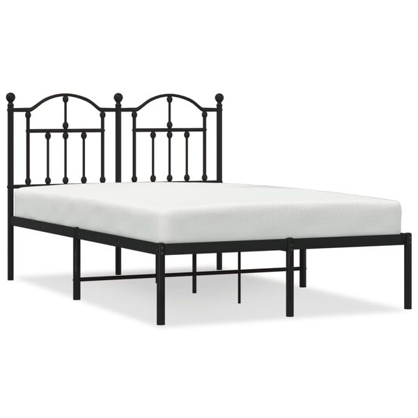 vidaXL Metal Bed Frame without Mattress with Headboard Black 120x190cm
