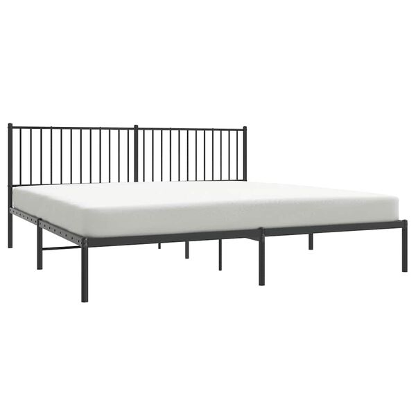 vidaXL Metal Bed Frame without Mattress with Headboard Black 200x200cm