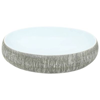 vidaXL Countertop Basin Grey and Blue Oval 59x40x15 cm Ceramic