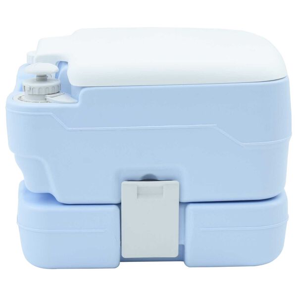 vidaXL Camping Toilet Manual Light Blue and White 41.5 x 36.5 x 30 cm