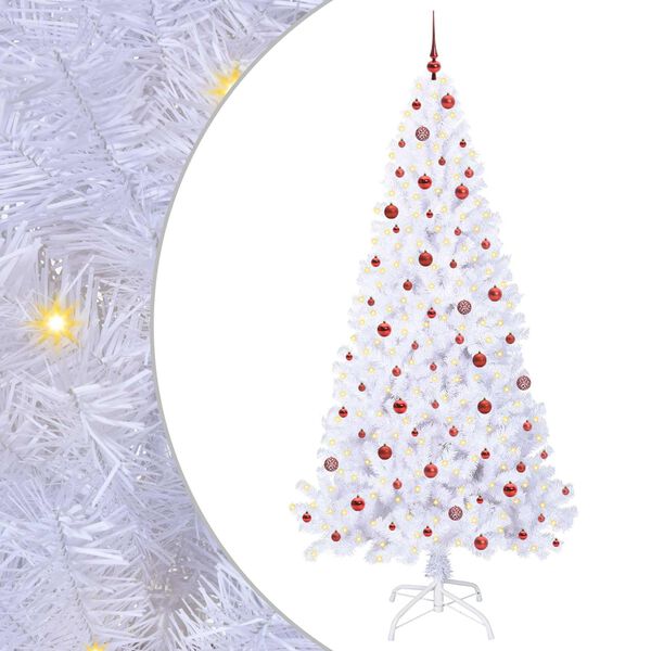 vidaXL Artificial Christmas Tree with Stand White 240 cm PVC and Steel