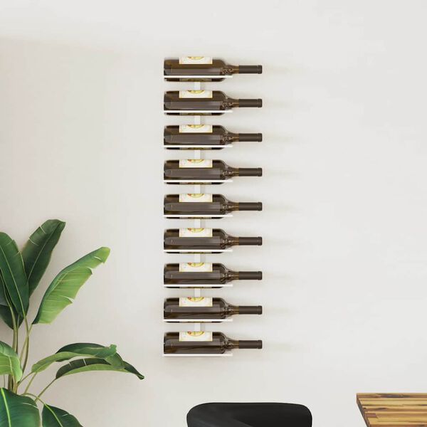 vidaXL Wall-mounted Wine Rack for 9 Bottles White Iron
