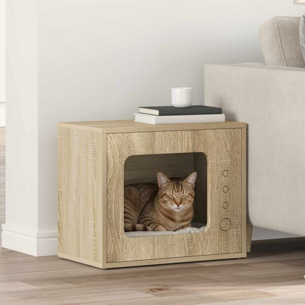 vidaXL Cat House Sonoma 51 x 30 x 42 cm Engineered Wood