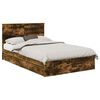 vidaXL Storage Bed with Drawer Smoked Oak 135 x 190 cm Engineered Wood