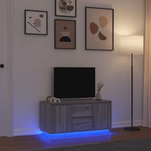 vidaXL TV Cabinet with LED Lights Grey Sonoma 100x41x50 cm