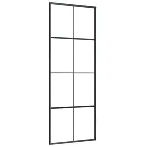 vidaXL Sliding Door Black 76x205 cm ESG Glass and Aluminium
