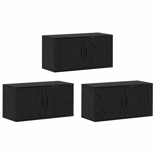 vidaXL Wall-mounted TV Cabinet Set 3 pcs Black Oak 80 x 34.5 x 40 cm