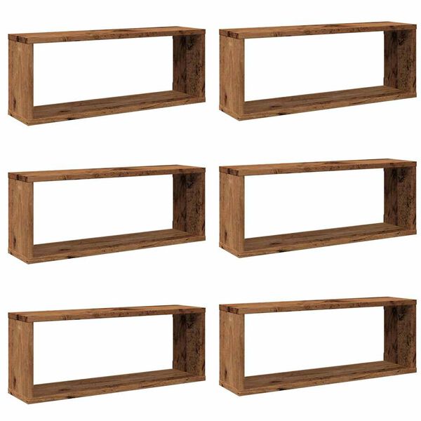 vidaXL Wall Cube Shelves 6 pcs Old Wood 60x15x23 cm Engineered Wood