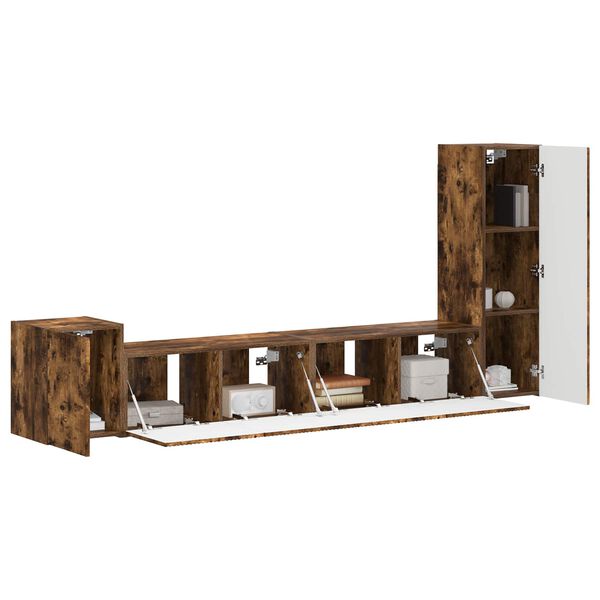 vidaXL TV Cabinet Set Wall-mounted 3 pcs Smoked Oak Engineered Wood