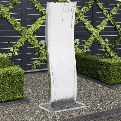 vidaXL Garden Fountain with Pump Stainless Steel 130 cm Curved