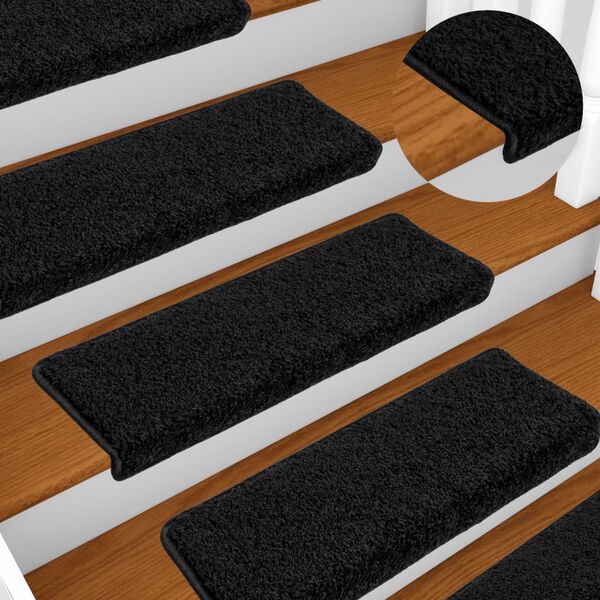 vidaXL Stair Mats 10 pcs 65x21x4 cm Black Rectangular Edge