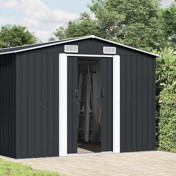 vidaXL Garden Shed 257x392x181 cm Metal Anthracite