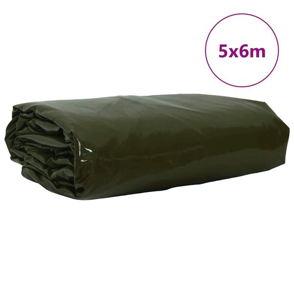 vidaXL Tarpaulin 650g / m&sup2; Olive Green 5 x 6 m Canvas with PVC Coating