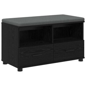 vidaXL Hall Bench Black Oak 80 x 38 x 46 cm Engineered Wood and Fabric
