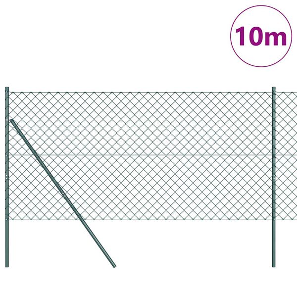 vidaXL Fence Post Green 10 x 1.2 m (60 x 60 mm mesh) Steel and PVC