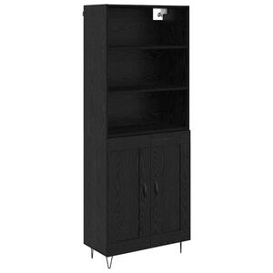 vidaXL Highboard with Drawer 2 pcs Black Oak Engineered Wood