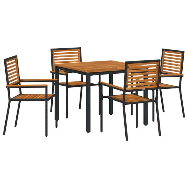 vidaXL Garden Dining Set 5 pcs Black and Brown Poly Rattan