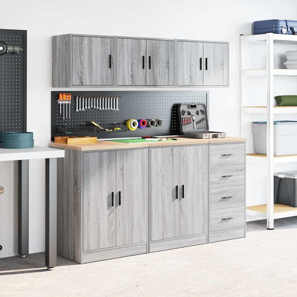 vidaXL Garage Wall Cabinet Grey Sonoma Engineered Wood