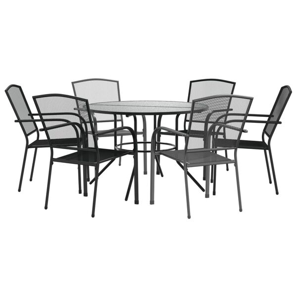 vidaXL Stackable Garden Chair Set 7 pcs Anthracite Powder-coated Steel