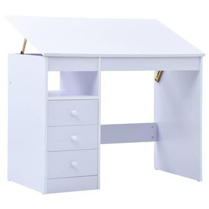 vidaXL Children Drawing Study Desk Tiltable White