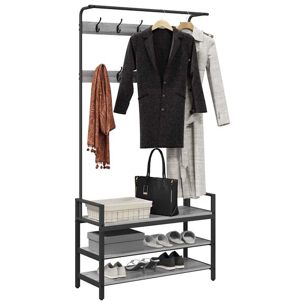 vidaXL Coat Rack Other Grey sonoma 95 x 34 x 184 cm Engineered wood