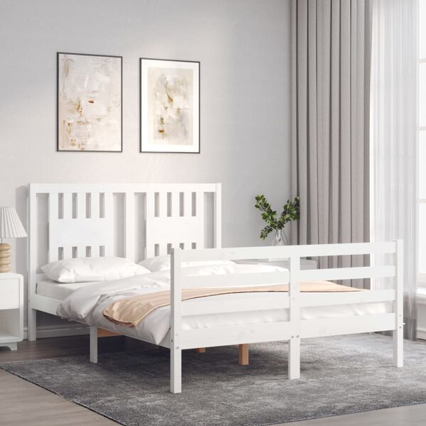 vidaXL Bed Frame without Mattress White 140x200 cm Solid Wood