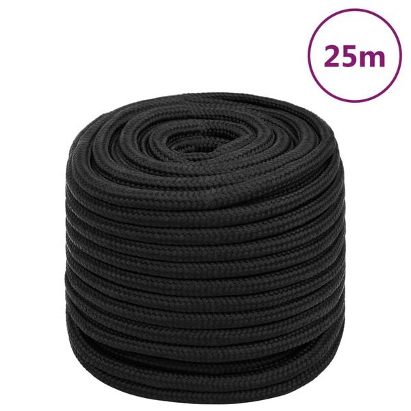 vidaXL Boat Rope Full Black 18 mm 25 m Polypropylene