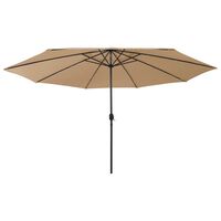 vidaXL Outdoor Parasol with LED Lights and Metal Pole 400 cm Taupe
