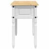 vidaXL End Table with Drawer White 115 x 46 x 73 cm Solid Pine Wood
