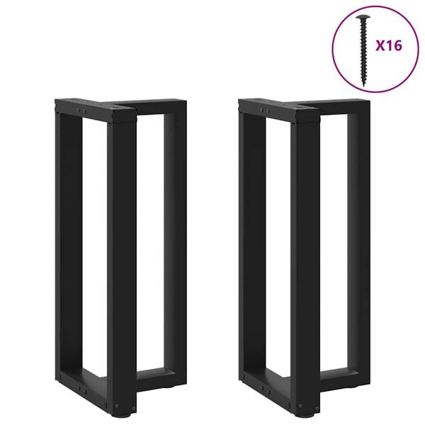 vidaXL Bar Table Legs T-Shaped 2 pcs Black 40x35x(90-91) cm Steel