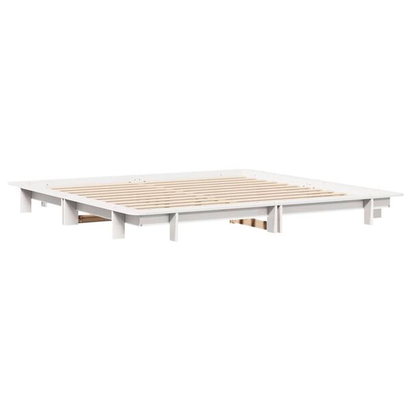 vidaXL Bed Frame without Mattress White 200x200 cm Solid Wood Pine