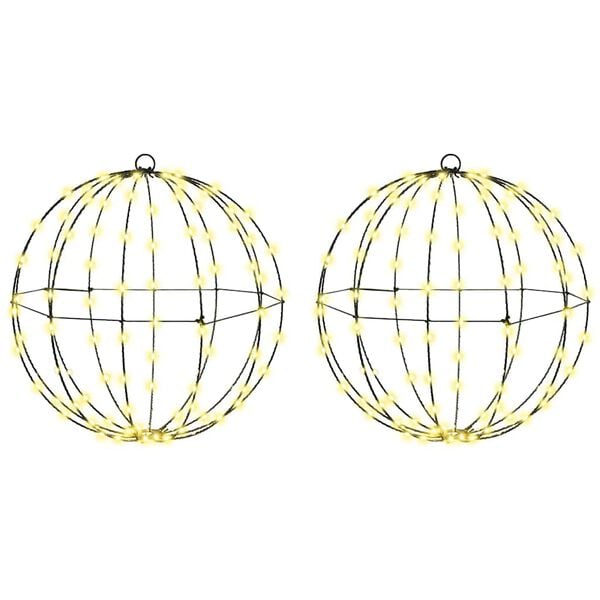 vidaXL Ball with 192 LEDs 2 pcs Warm white 40 x 40 x 43.5 cm Metal